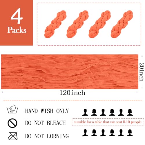 Orange Cheesecloth Table Runner 20x120 Inch Bulk Set for Wedding Party Baby Shower