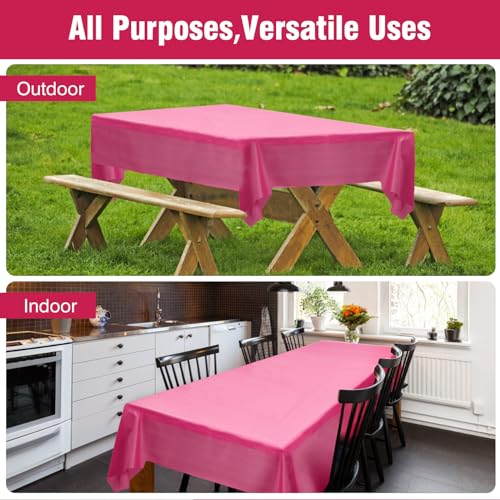 Fuchsia Plastic Table Cover Roll 40 Inch x 300 Feet Disposable Rectangular Tablecloth - Colorful Party Table Decor