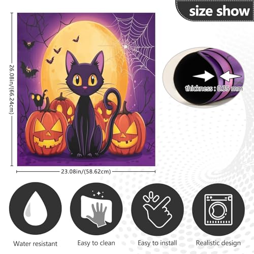 Halloween Pumpkins Cat Dishwasher Magnet Cover Bats Spider Web Full Moon - Magnetic Kitchen Decor - 23x26 inch - Pumpkin Cat Variation