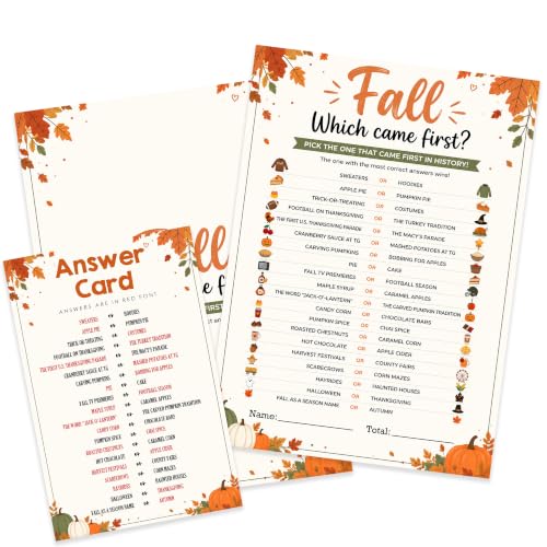 Which Came First -2 Card Game Set for Autumn Fall Thanksgiving Parties