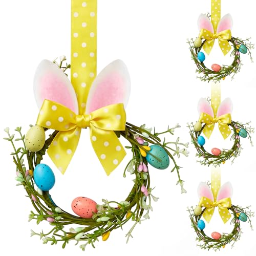 Mini Halloween Egg Wreaths Set of 4 - 3.5 Inch Front Door Decor