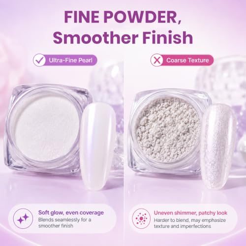 Beetles Chrome Nail Powder Set - White Pearl & Purple Aurora - Variation A2