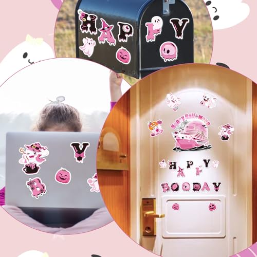 Pink Halloween Ghost Magnets for Cruise Door Decoration - 21pcs