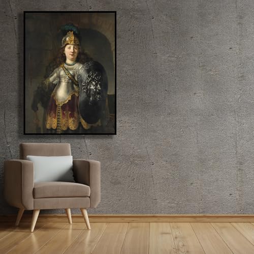 Bellona Unframed Canvas Wall Art - Rembrandt Inspired 12x16in Home Decor