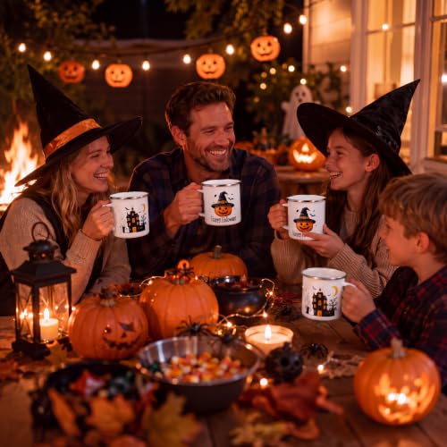 12 Pack Sublimation Enamel Camping Mugs - Halloween Party Gifts & DIY