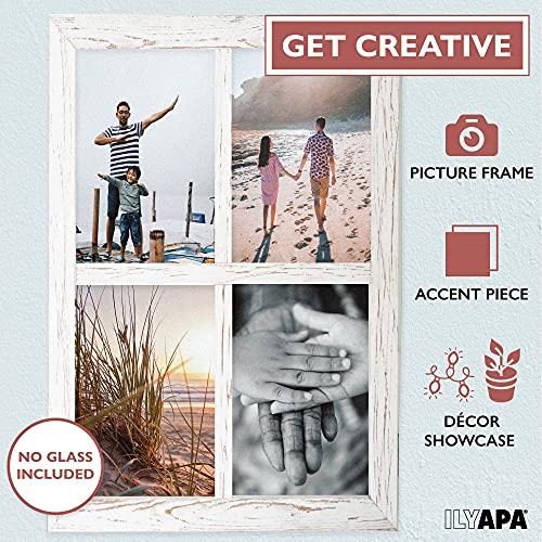 Rustic White Window Frame Wall Decor - 18x22 Inch 2 Pack, Weathered White