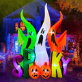 8FT Halloween Inflatable Ghosts with Spooky Pumpkin Yard Decor, Built-in LED Lights
