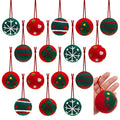 Christmas Felt Ornaments Balls - 18 Pcs Retro Felt Pom Poms for Holiday Decor - Green, Red, White, 2 Inch