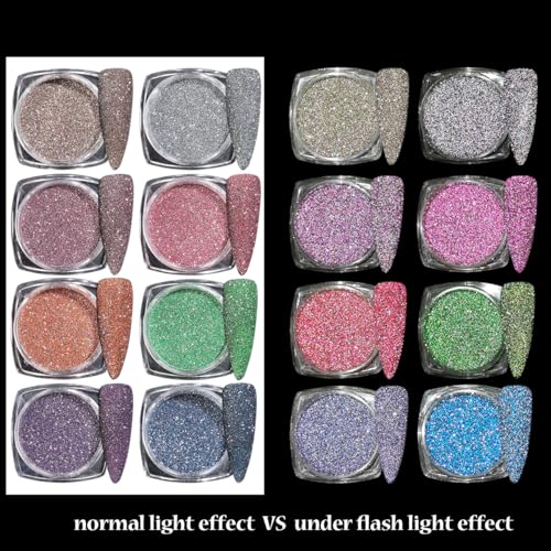 Reflective Glitter Powder Set - 8 Colors Diamond Nail Art Glitter - Sparkle & Shine