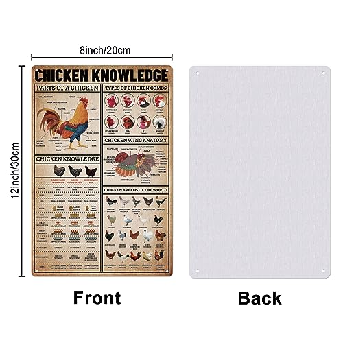 Farm Chicken Knowledge Tin Sign - Chicken Coop Metal Wall Decor - Farmhouse Kitchen & Living Room Wall Art - Variations of THIS listing