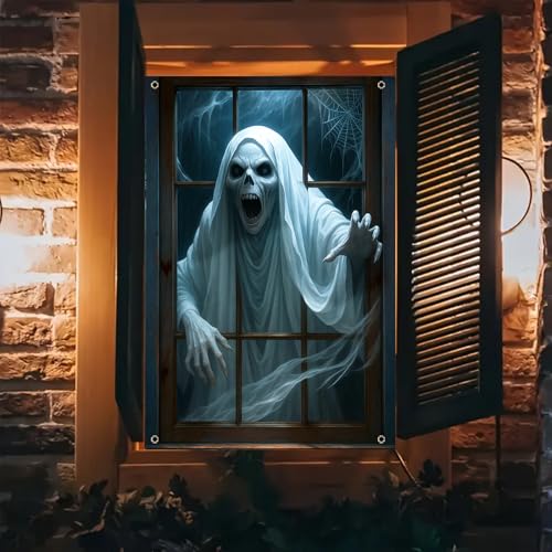 Halloween Ghost Window Cover 31x47 Inch Polyester Outdoor Decor