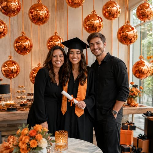 Orange 22-Inch Round Foil Balloons - Set of 9 Large 4D Party Decor