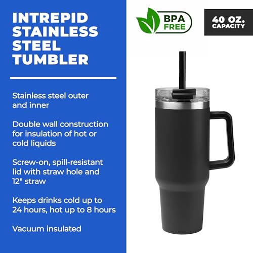 Cream 5 Pack 40 Oz Insulated Stainless Steel Tumblers with Lid Straw & Handle - Customizable Drinkware