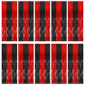 Black Red Foil Fringe Curtain Party Backdrop - 10 Pack, 39.4 x 78.7 inches