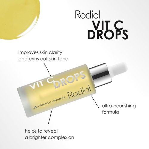 Rodial Vitamin C Booster Drops - Lightweight Face Serum with Vitamin B5 & Babassu Oil | 1 fl oz for Radiant Skin