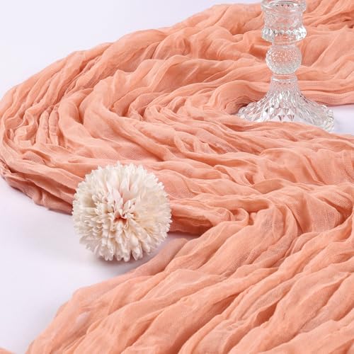 Peach Cheesecloth Table Runner 6 Pack 10Ft - Boho Wedding Decor