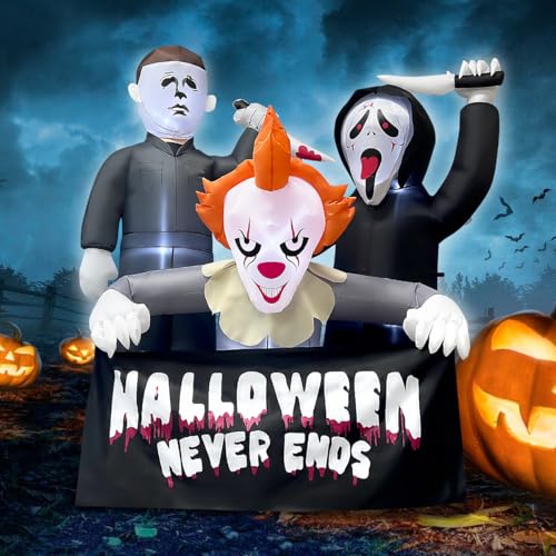 Halloween Inflatable Killer Trio - 6FT Outdoor Decorations with LED Lights - Variation of Killers