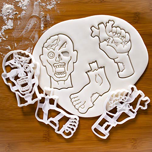 Set of 3 Zombie Cookie Cutters - Horror Design Baking Tools for Cookies & Fondant