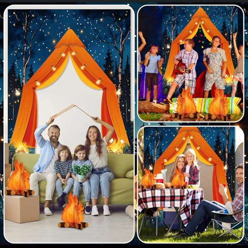 Camping Party Door Banner Set with Campfire & Forest Scene Decorations