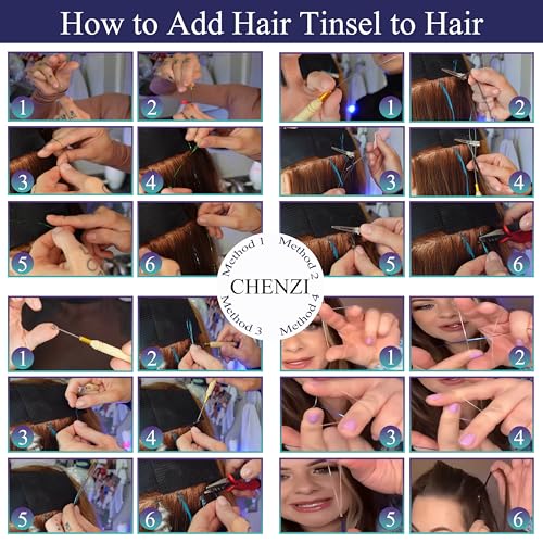 Hair Tinsel Extensions Kit - 22 Colors, 48 Inch Fairy Hair Strands for Styling