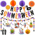 Summer Halloween Banner Set with Hanging Swirls and Paper Decorations