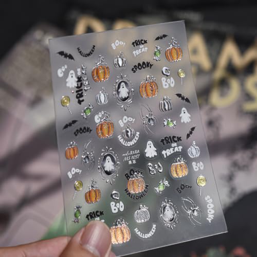 Halloween Ghost Pumpkin Nail Art Stickers 5D Embossed Self-Adhesive Nails