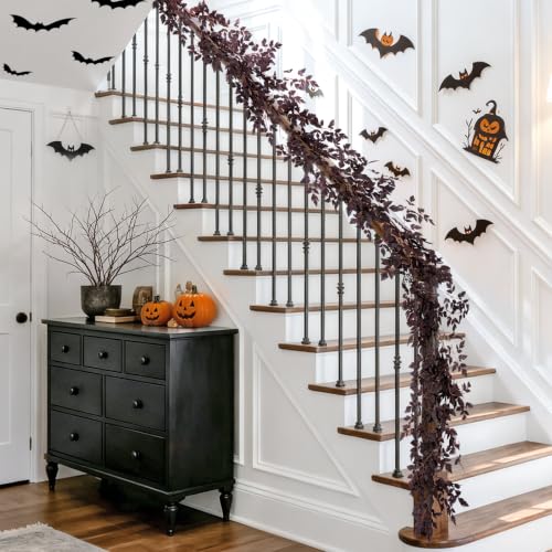9 Ft Fall Garland with Plum Seeds for Halloween & Thanksgiving Decor - 2 Pack