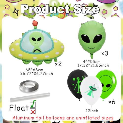 Alien Balloon Decorations Set for Space-Themed Party - UFO and Alien Head Balloons