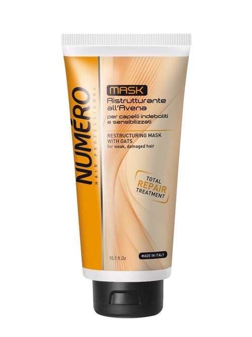 Brelil Numero Restructuring Cream Mask Hair with Oat Extracts (10.1 fl.oz)