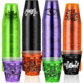 48 Pack Colorful Halloween Plastic Shot Glasses 2oz with Pumpkin & Witch Designs