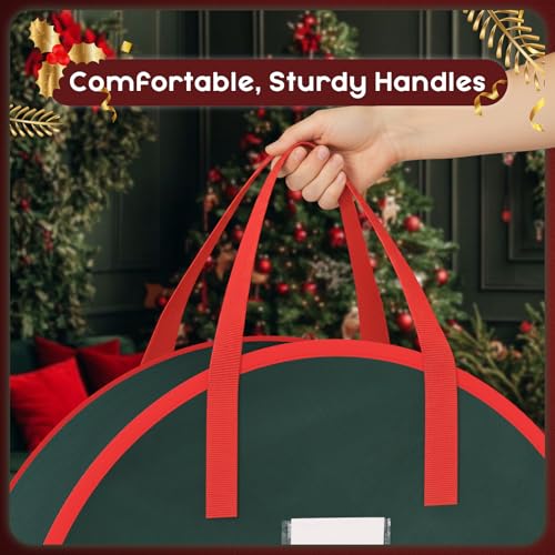 Criusia XL Green Christmas Wreath Storage Bag 30" x 8" with Handle