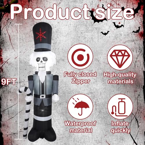A-9FT Grey Soldier Inflatable Decoration with LED Lights for Outdoor Yard Halloween Christmas