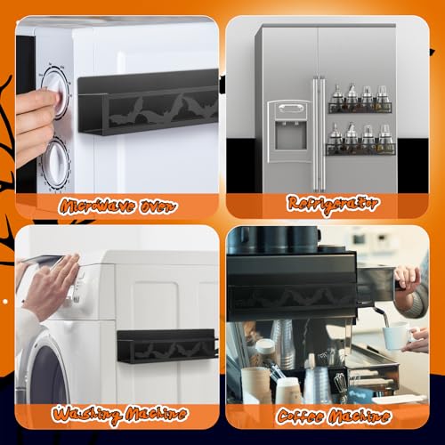 Beeveer Magnetic Spice Rack for Refrigerator - Bat/Black, 2 Pack