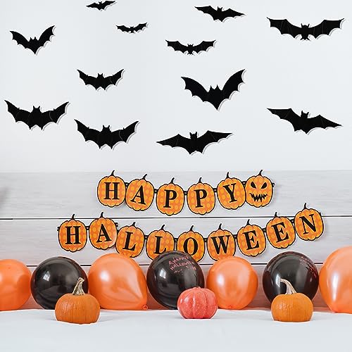 Halloween LED Bat Wall Stickers Set - 12 Bats in 5 Sizes, Reusable & Easy to Install
