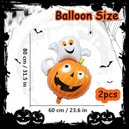 Halloween Ghost Pumpkin Foil Balloons Set - Ghost Pumpkin Variation, 2pcs