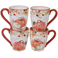 Harvest Splash 16.9 oz. Ceramic Mug Set of 4 with 2 Designs - Reheating Safe