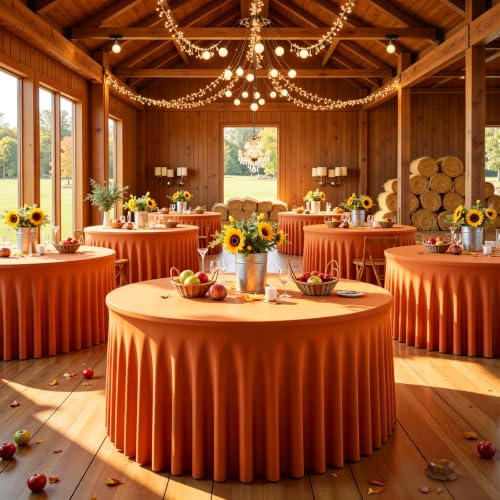 Burnt Orange Round Tablecloth 72 Inch for Fall Weddings & Holidays - Variation of Burnt Orange / 72 Inch-1 Pack