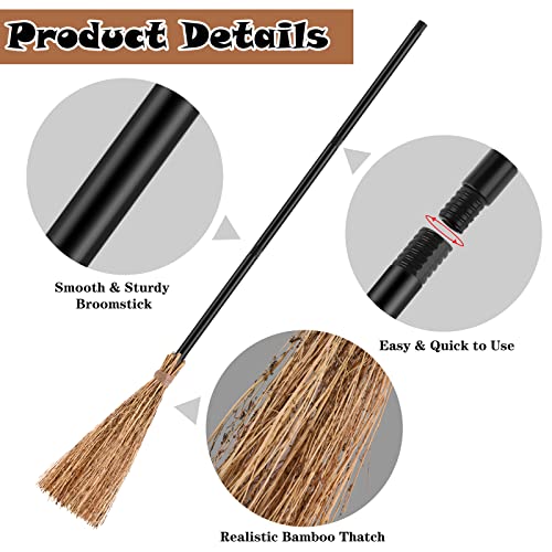 Halloween Witch Broom and Hat Set - 12 Piece Cosplay Costume Accessories