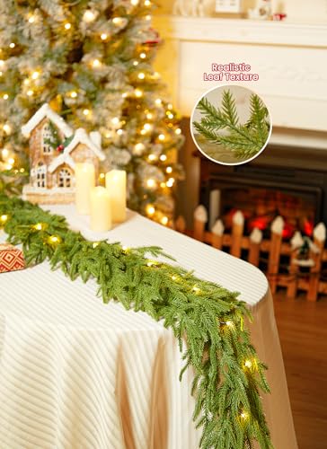 6Ft Prelit Christmas Garland with Lights - Norfolk Pine, 2 Pack, Battery Operated Variation
