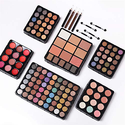 All-in-One Makeup Gift Set Kit Silver - 132 Color Palette with Brushes & Accessories