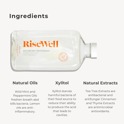 RiseWell Balancing Mouthwash - pH Balancing Alkaline Alcohol Free Mouthwash - Dentist Developed Dry Mouth Rinse - No Added Fluoride and SLS-Free - Fresh and Cool Breath - Wild Mint, 16 Oz