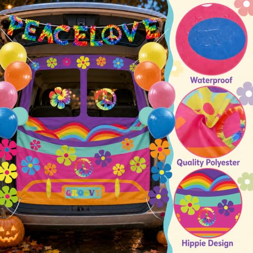 Hippie Trunk or Treat Car Decoration Kit with Tie Dye Peace Banner - 26 Variation