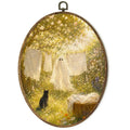 Ghost Wall Art - Oval Canvas Decor with White Ghost Design - 8.5x11.5 Inches