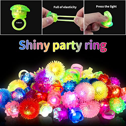 65 Pack Light Up Rings for Kids & Adults - Glow in The Dark Party Favors