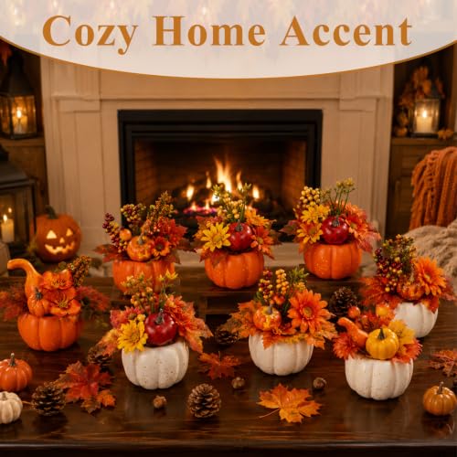 Mini Pumpkin Tower-8 Faux Fall Pumpkins for Halloween Thanksgiving Fall Decor