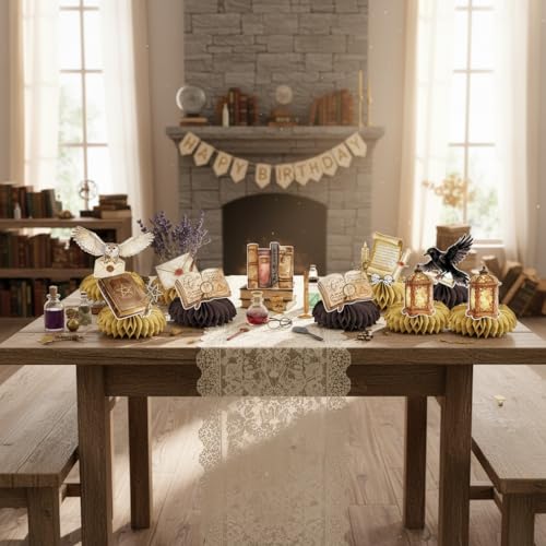 Magical Wizard Honeycomb Centerpieces Set for Party Decorations - 12 Pieces