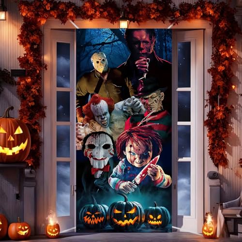 Halloween Door Cover Banner Decoration Horror Backdrop Party Decor 70x36 Inches