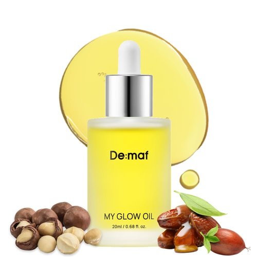 De:maf My Glow Oil – 100% Natural Face Oil for Sensitive & Oily Skin, Hydrating & Non-Comedogenic with Jojoba, Macadamia & Vitamin E – Lightweight Facial Oil for Dry Skin