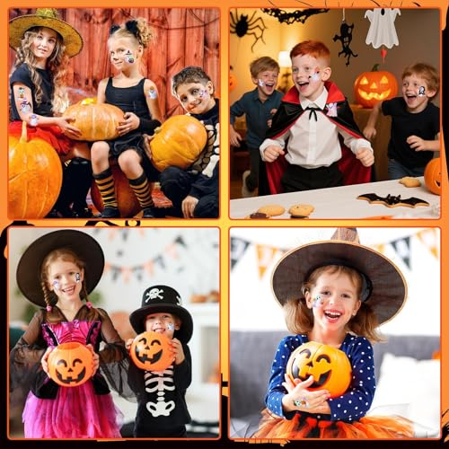 Halloween Ghost Glitter Temporary Tattoos - 120 Pcs Kids Halloween Party Stickers - Variation: Ghost Style