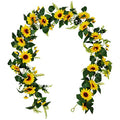 Artificial Sunflower Garland with Green Leaves 1.95m for Wedding Party & Christmas Decor - Variation of A-Sunflower-1.95m